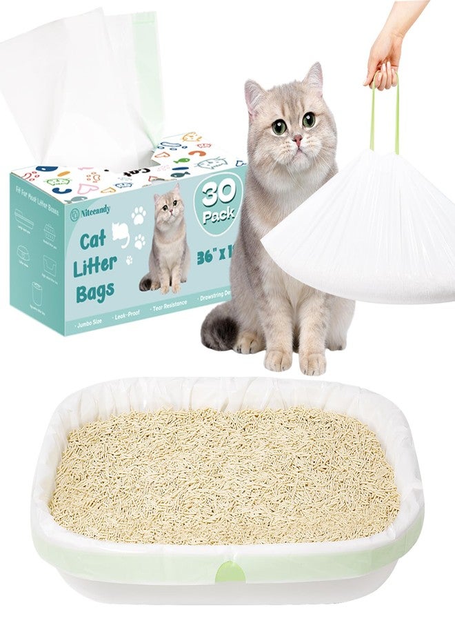 Nitecandy Litter Box Liners Extra-Thick, 30 Count Jumbo Size Cat Litter Bags Large, Kitty Litter Liner XL, Easy Clean Up Litter Pan Liners, Pet Cat Supplies - 36" x 18" - Image 1